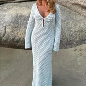 Meshki Light Blue Knit Maxi Dress